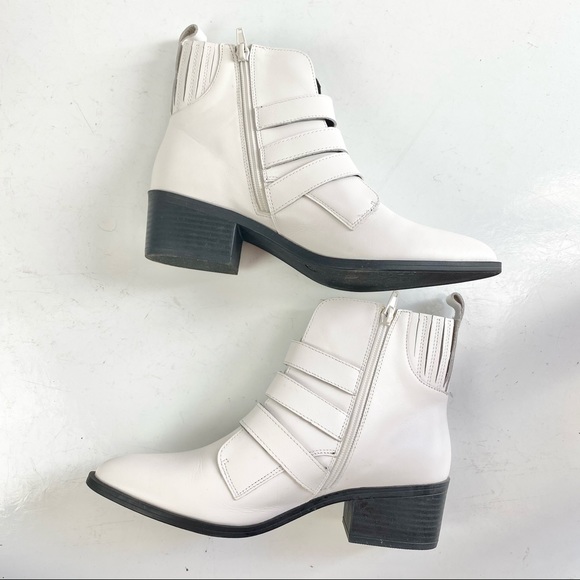 Steve Madden White Bark Leather Booties Sz 9 - Picture 7 of 12